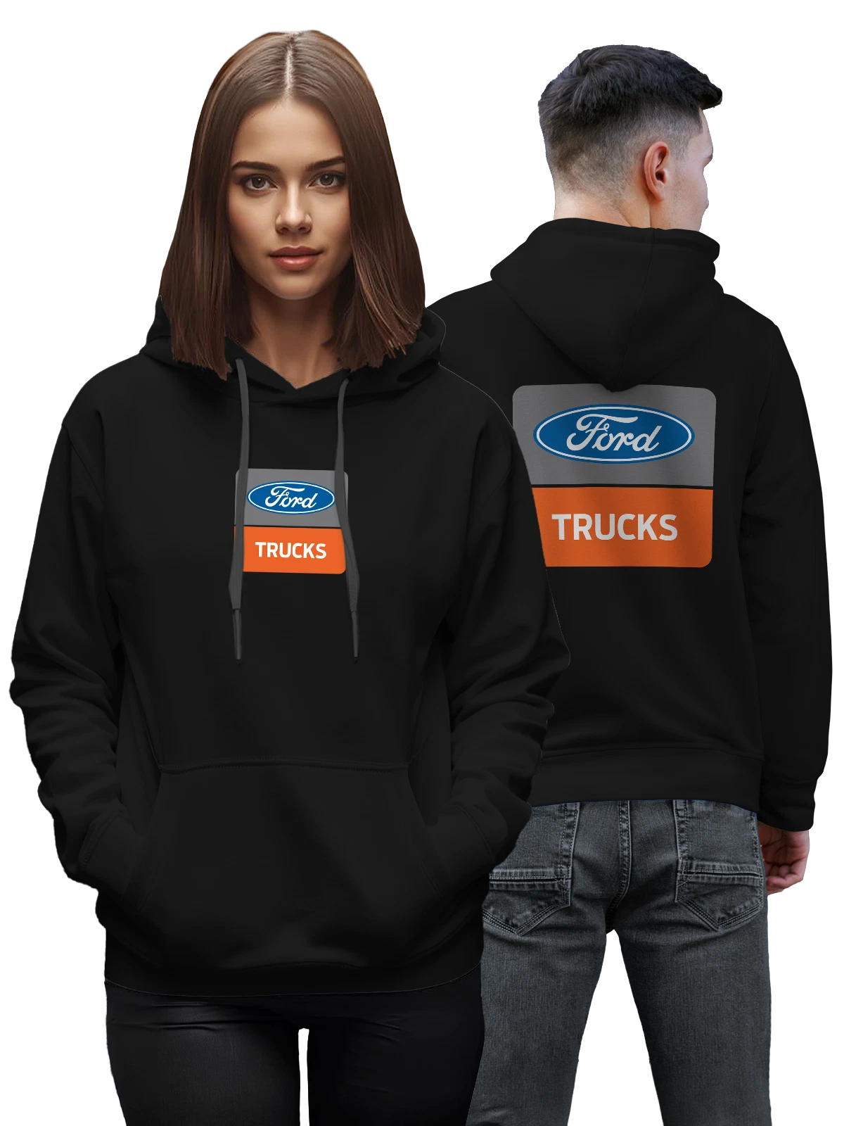 Худи Ford чёрное с принтом — контрастный принт — Чёрная, фото 1