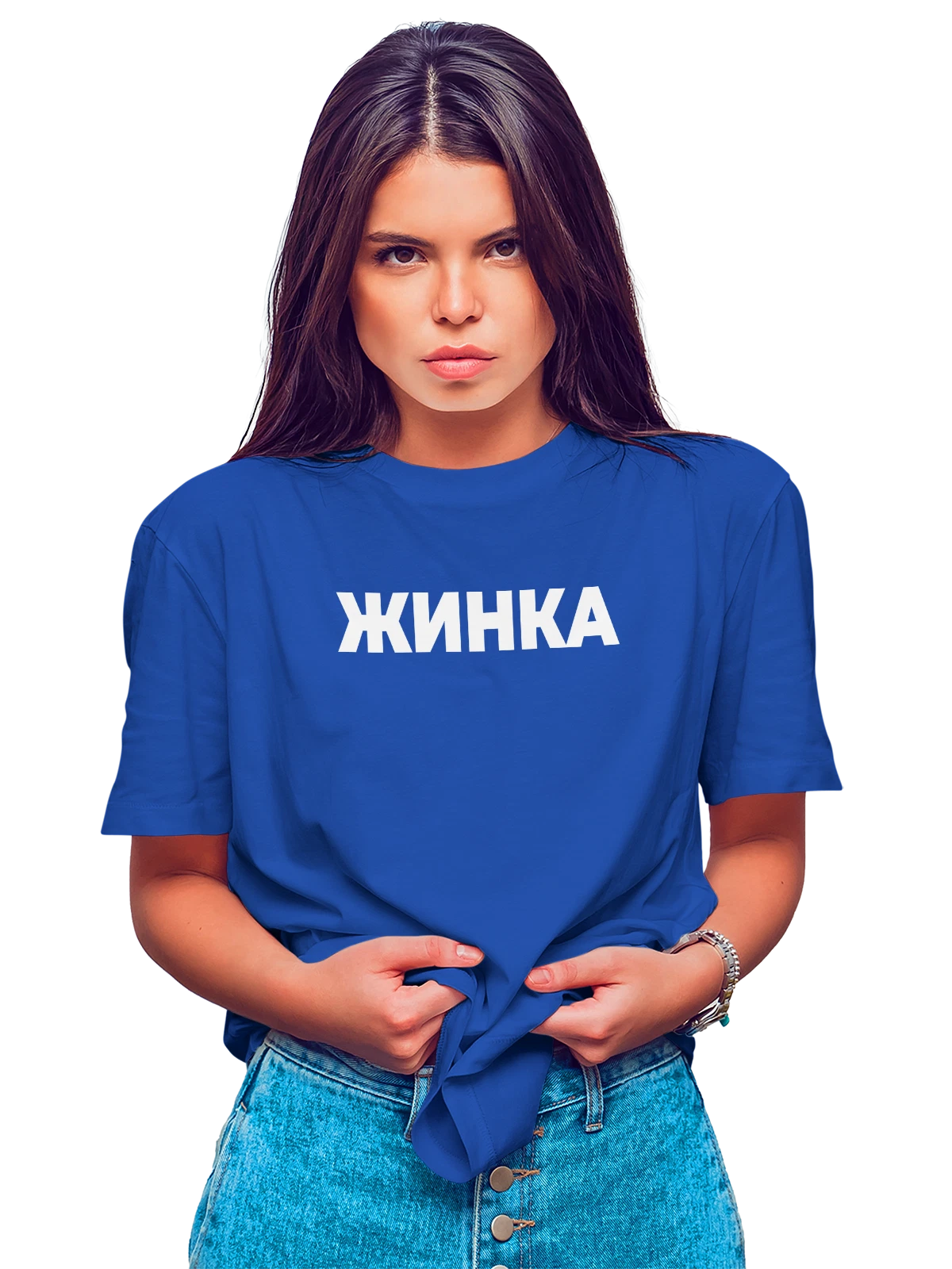 Футболка Жинка синяя с принтом — футболка подростку — Синяя, фото 1
