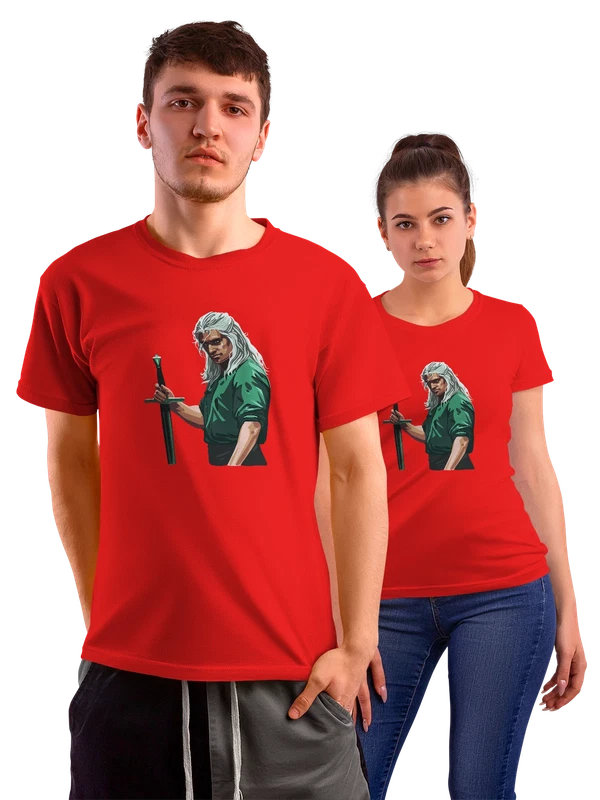 Футболка Геральт из Ривии Ведьмак — Красная, фото 1