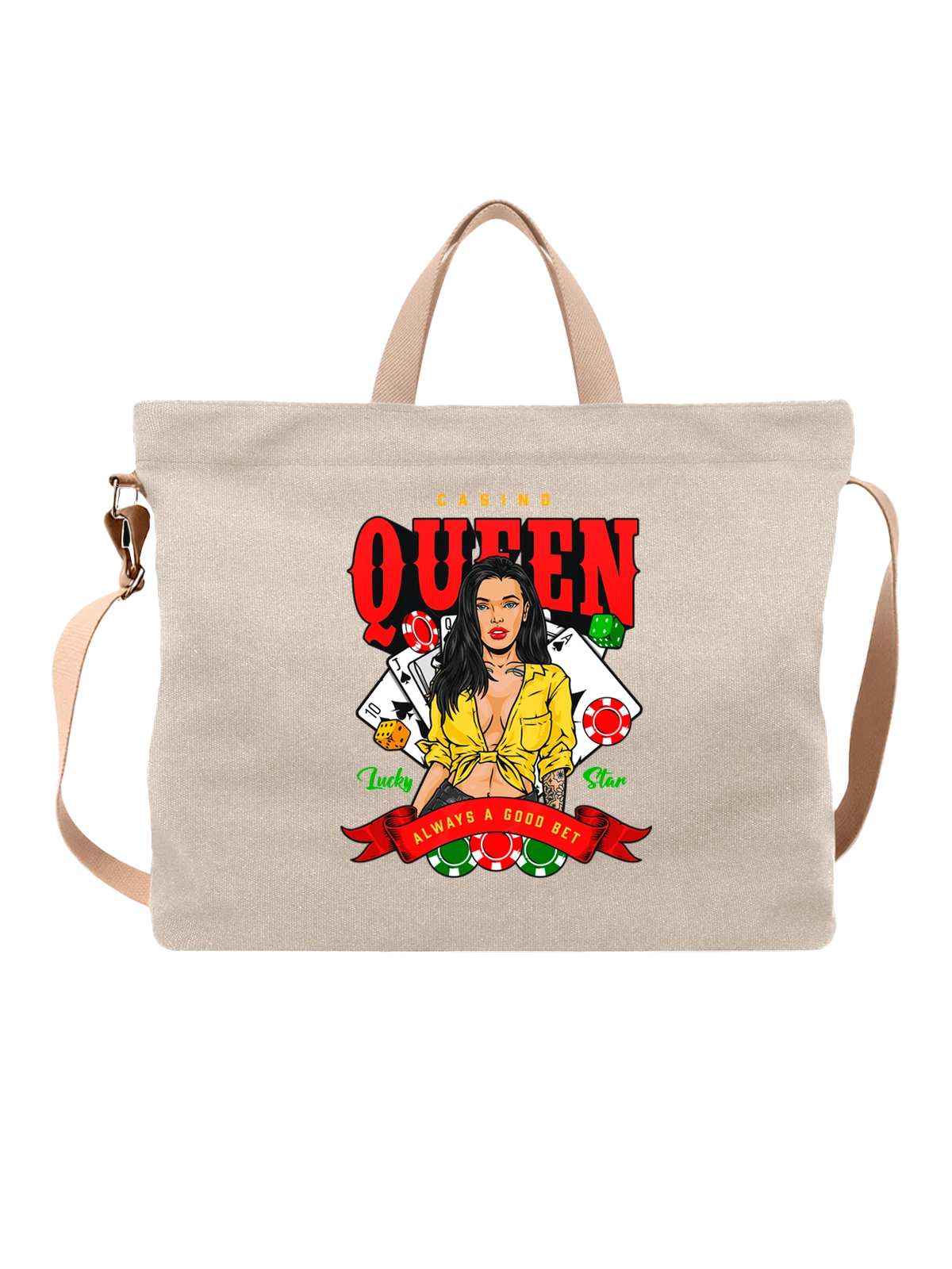 Сумка Девушка карты casino queen белая с принтом — подарок игроку — Белая, фото 1