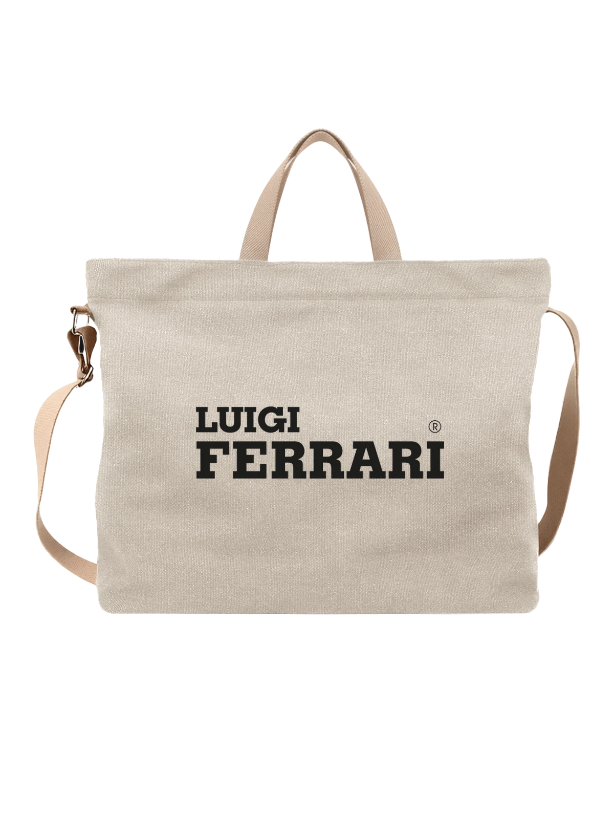 Сумка Ferrari белая с принтом — классическая типографика — Белая, фото 1