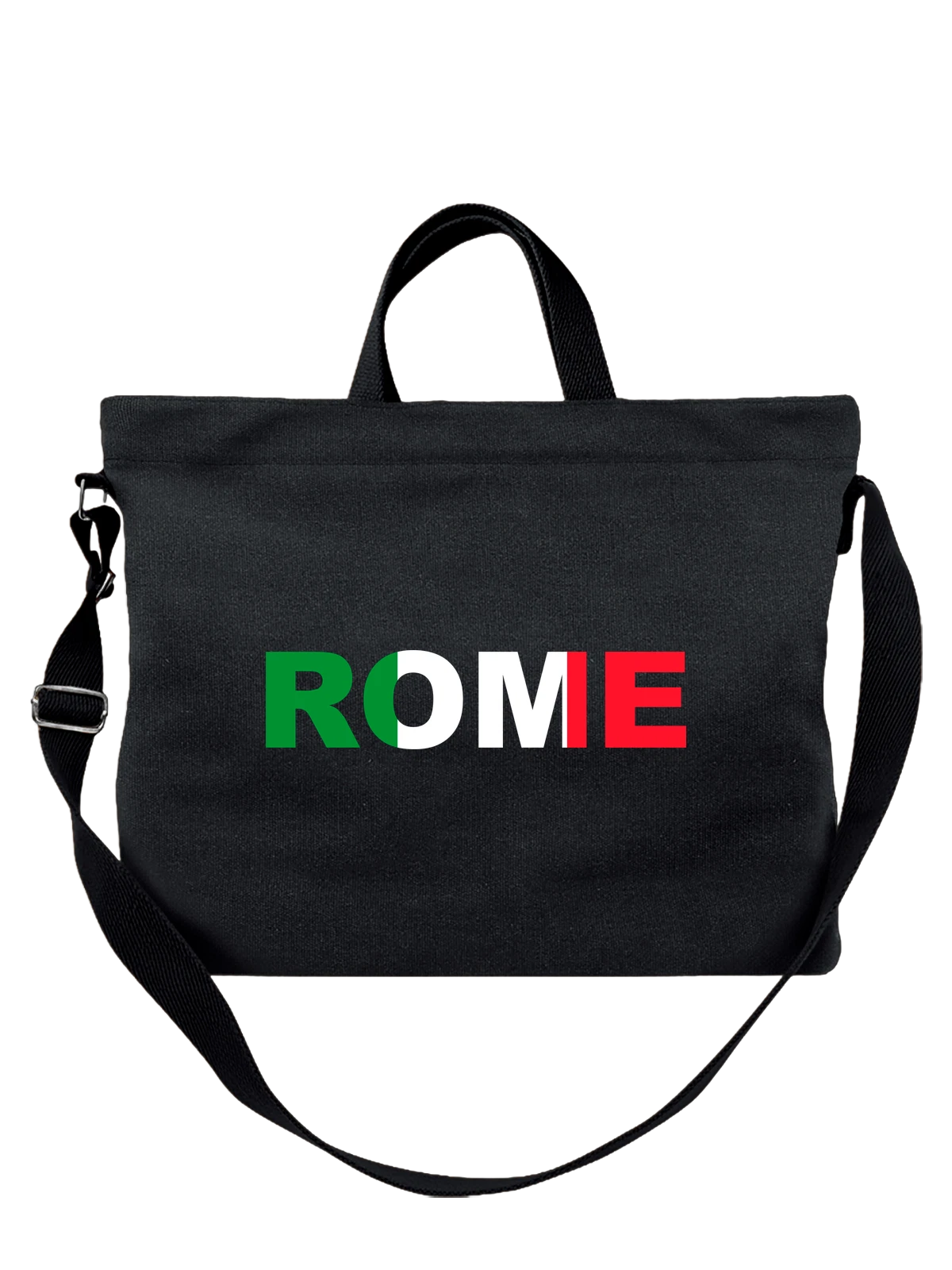 Сумка Рим Rome флаг Италии чёрная с принтом — путешествия — Чёрная, фото 1