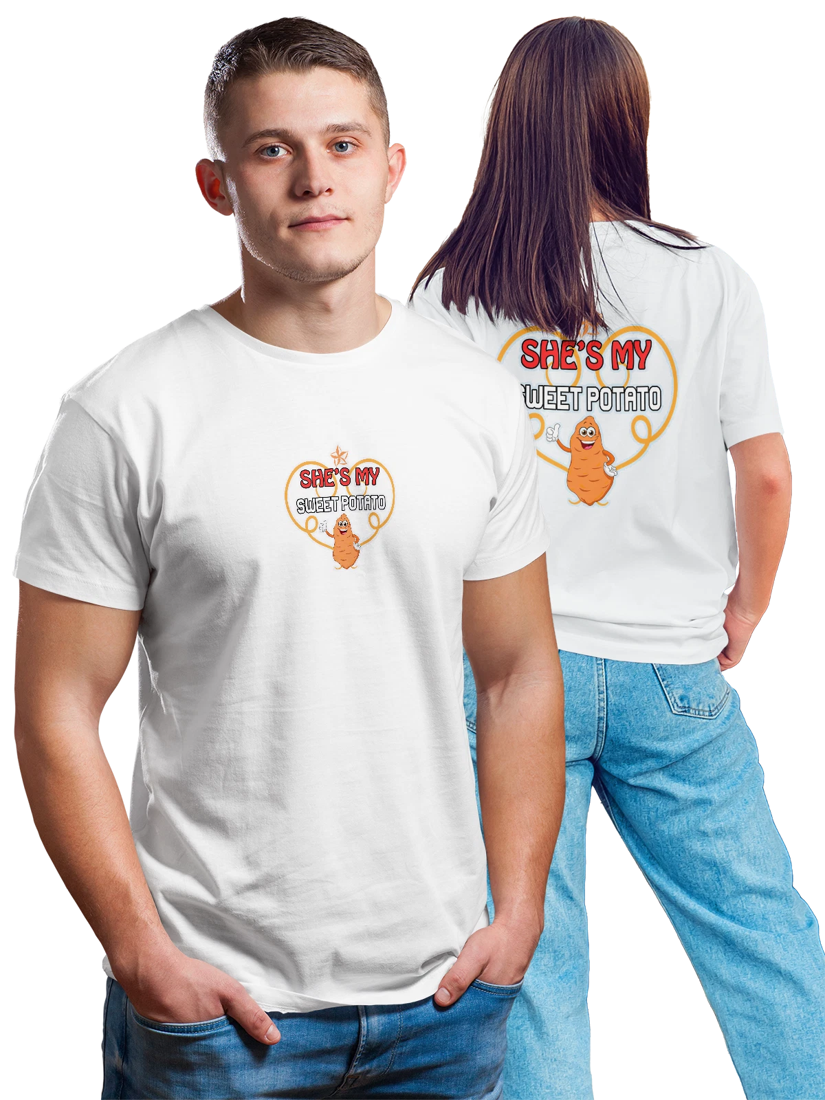Футболка Картошка my sweet potato белая с принтом на спине — забавная еда — Белая, фото 1