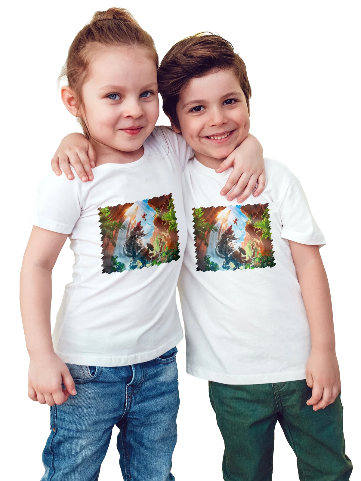 Футболка детская Horizon Call the Mountain PlayStation VR2 белая с принтом — киберспорт — Белая, фото 1