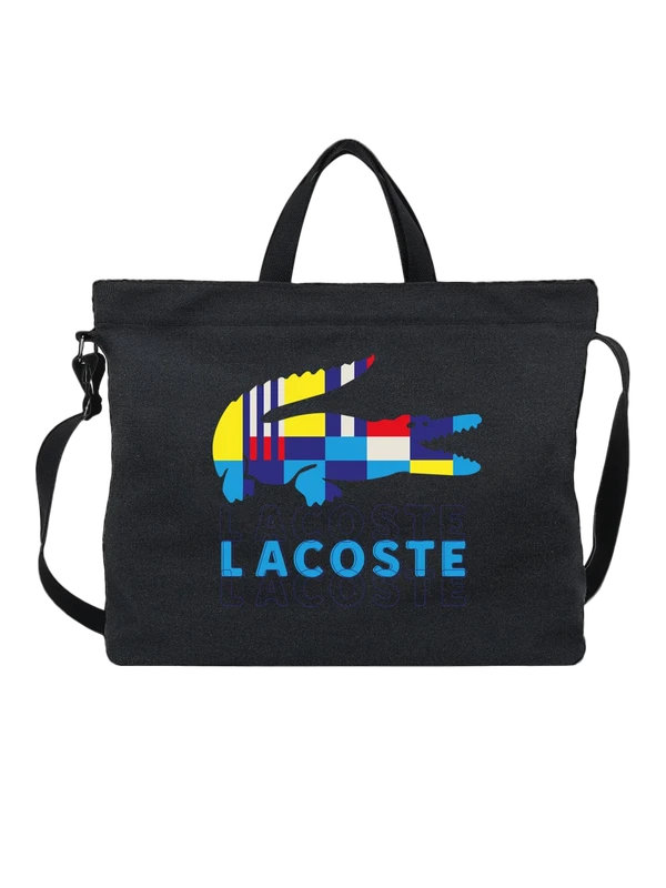 Сумка Lacoste с абстрактным логотипом и блоками — Чёрная, фото 1