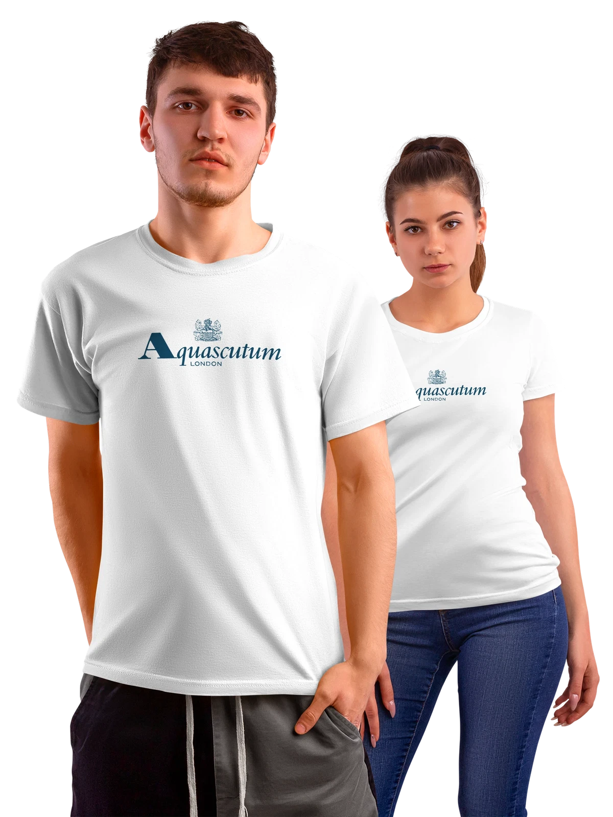 Футболка Aquascutum белая с принтом — одноцветный принт — Белая, фото 1