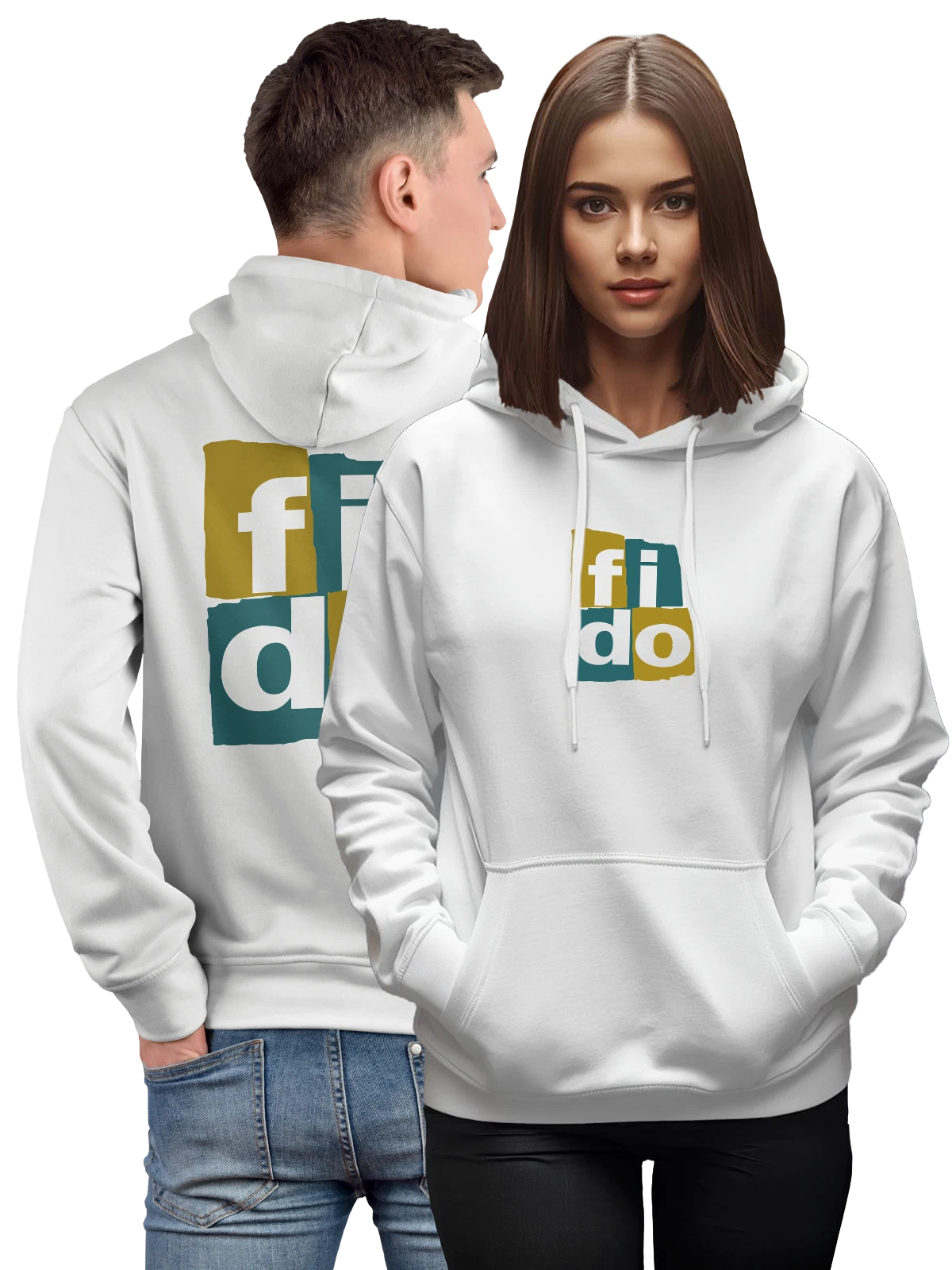 Худи Fido белое с принтом — современная айдентика — Белая, фото 1