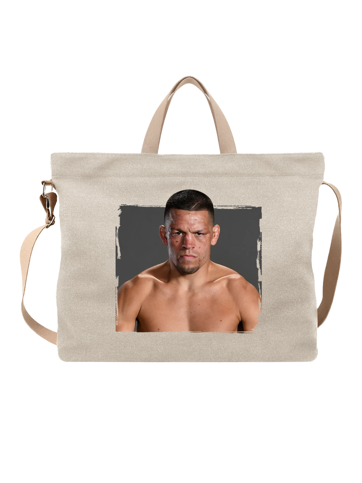 Сумка Нейт Диас Nate Diaz боец белая с принтом — футболка подростку — Белая, фото 1