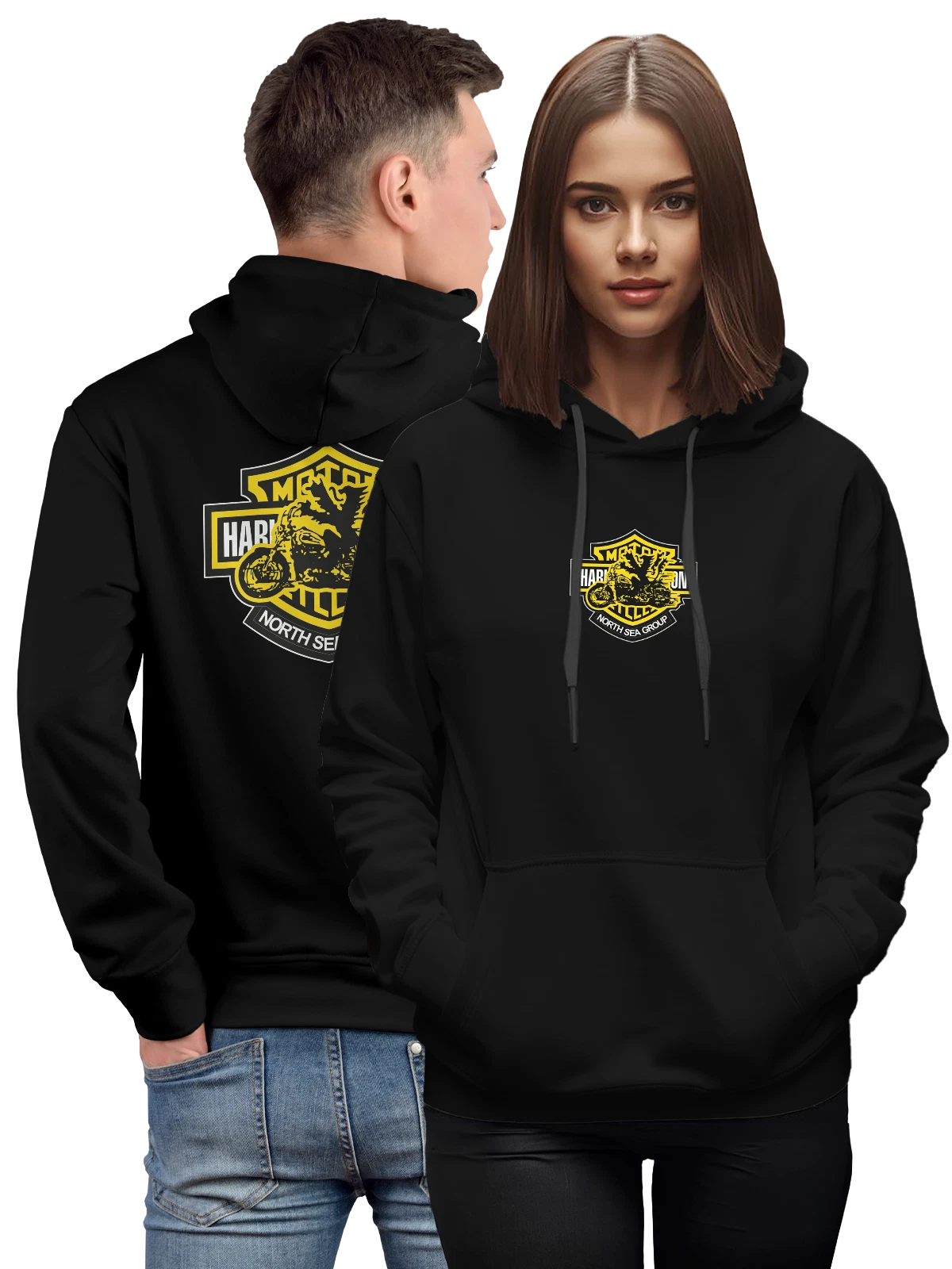 Худи Harley Davidson чёрное с принтом — контрастный принт — Чёрная, фото 1