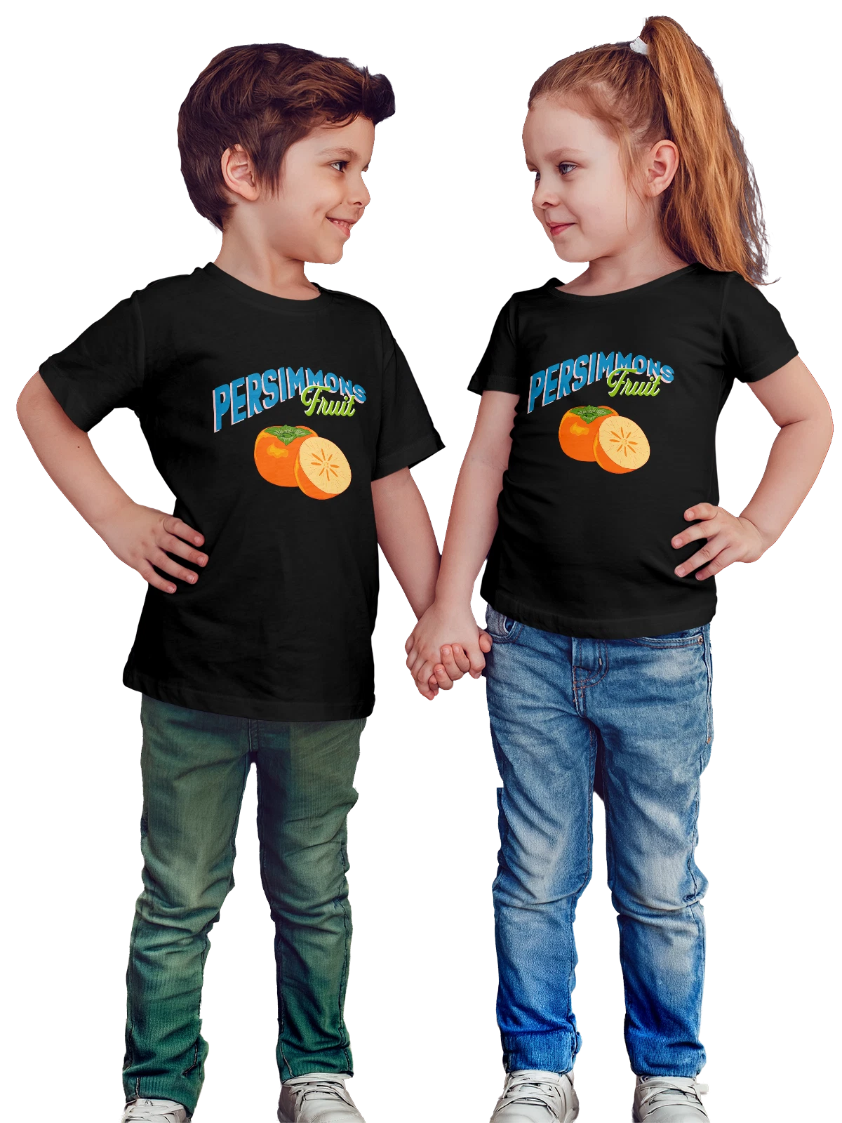 Футболка детская Хурма persimmons fruit чёрная с принтом — растительная пища — Чёрная, фото 1
