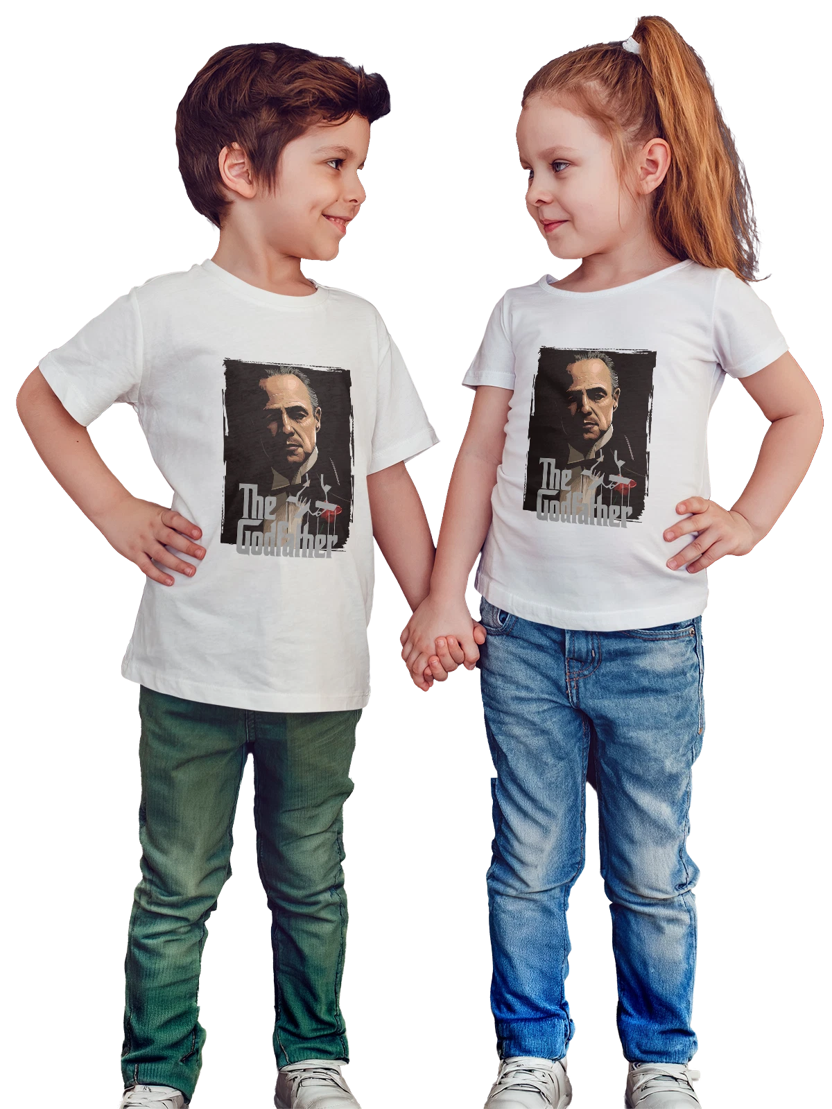 Футболка детская Вито Корлеоне Крестный отец Godfather белая с принтом — культовый фильм — Белая, фото 1