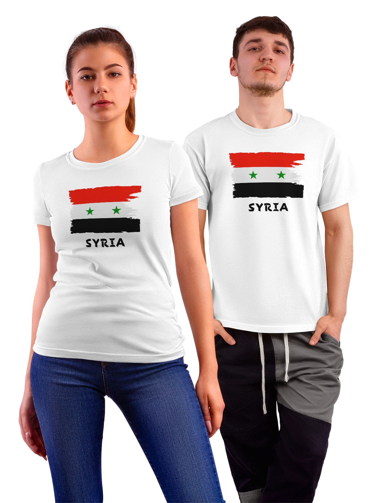 Футболка с флагом Сирии Syria белая с принтом — национальная символика — Белая, фото 1
