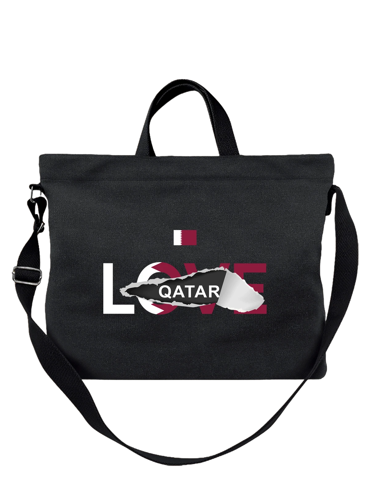 Сумка Флаг Катара Qatar чёрная с принтом — национальная символика — Чёрная, фото 1