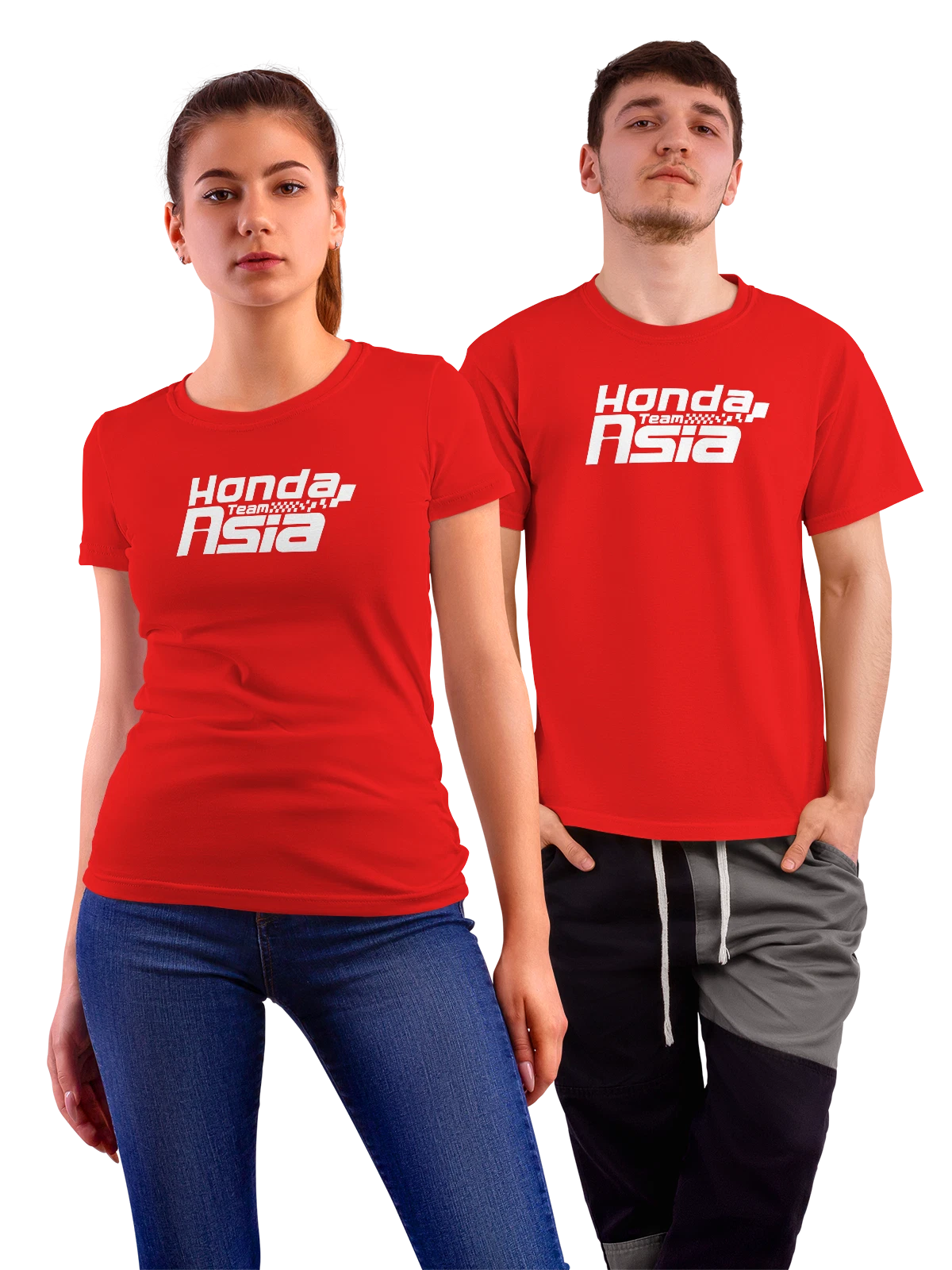 Футболка Honda красная с принтом — контрастный принт — Красная, фото 1