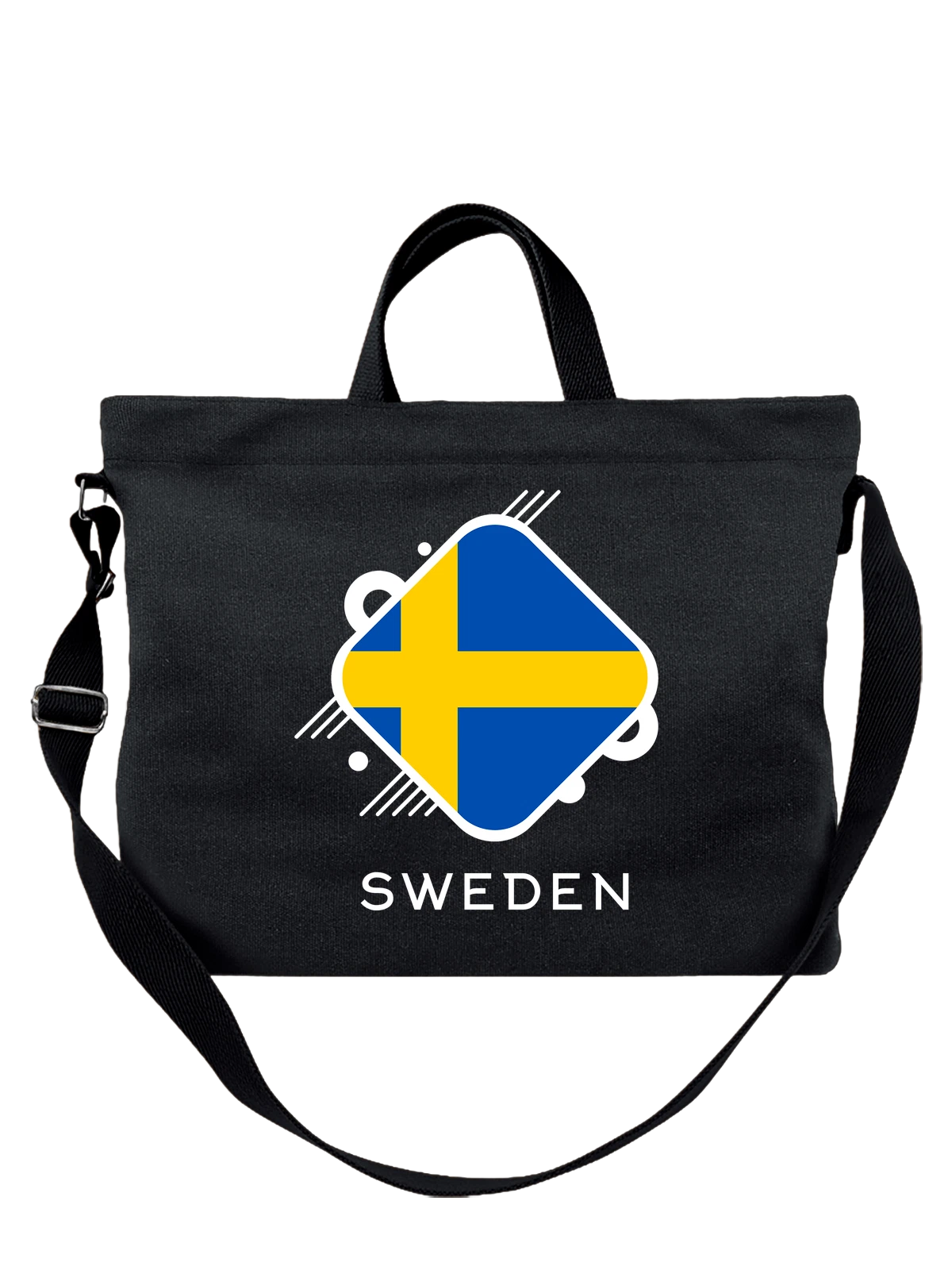 Сумка Флаг Швеции Sweden чёрная с принтом — национальная символика — Чёрная, фото 1