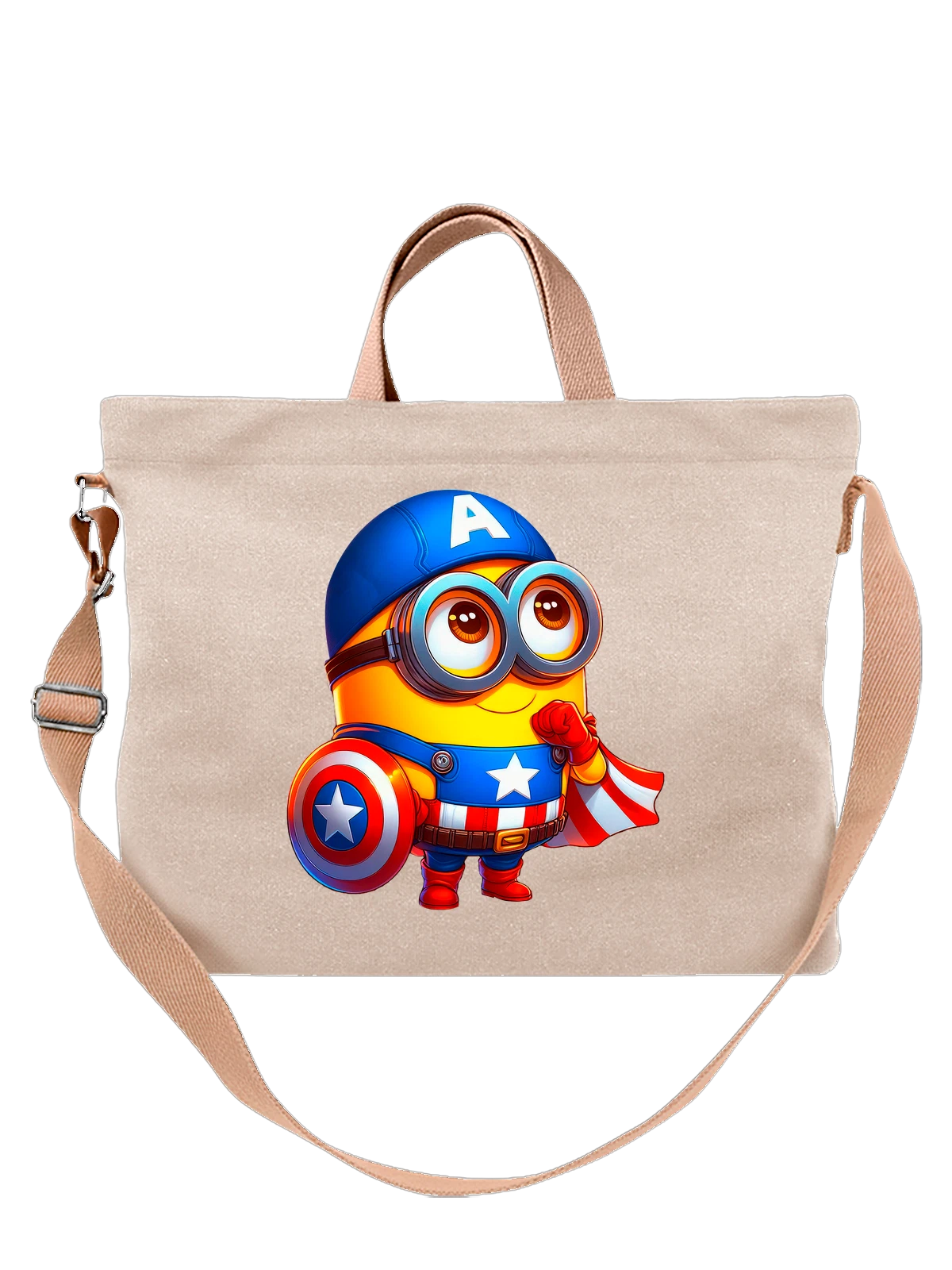 Сумка с Миньоном Minion Капитаном Америкой Captain Ameri белая с принтом — поп культура — Белая, фото 1