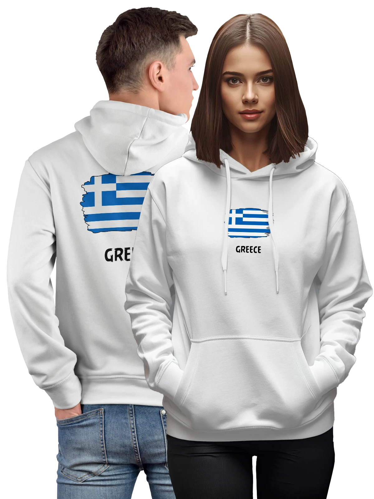 Худи с флагом Греция Greece белое с принтом — национальная символика — Белая, фото 1