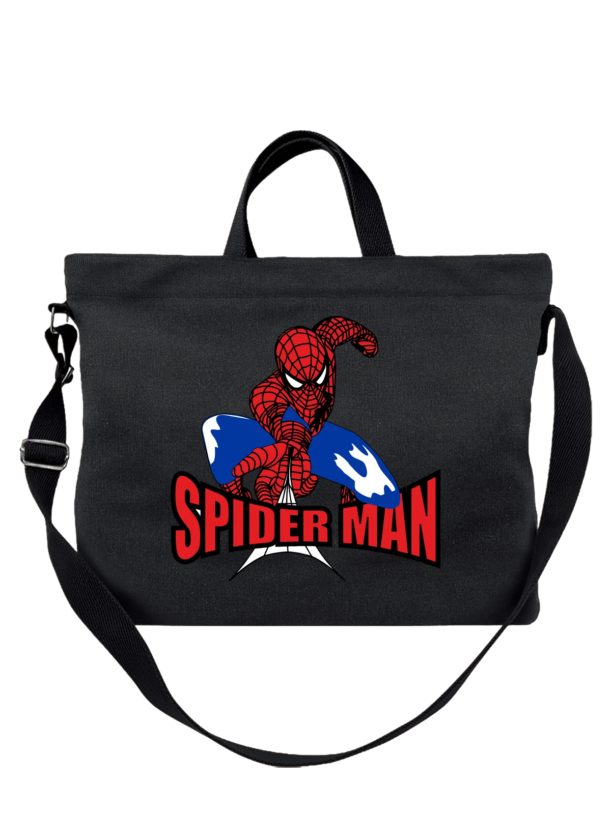 Сумка чёрная с принтом Spider Man Человек паук на черном фоне — логотип spider man — Чёрная, фото 1