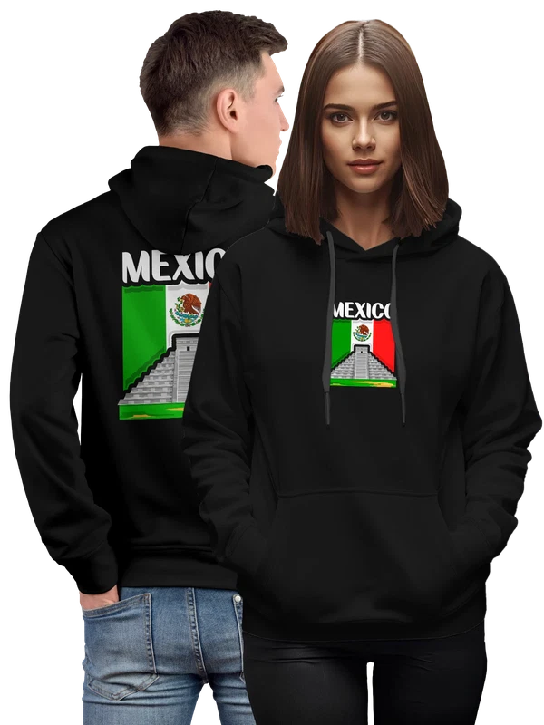 Худи с флагом Мексики Чичен Ица — Чёрная, фото 1
