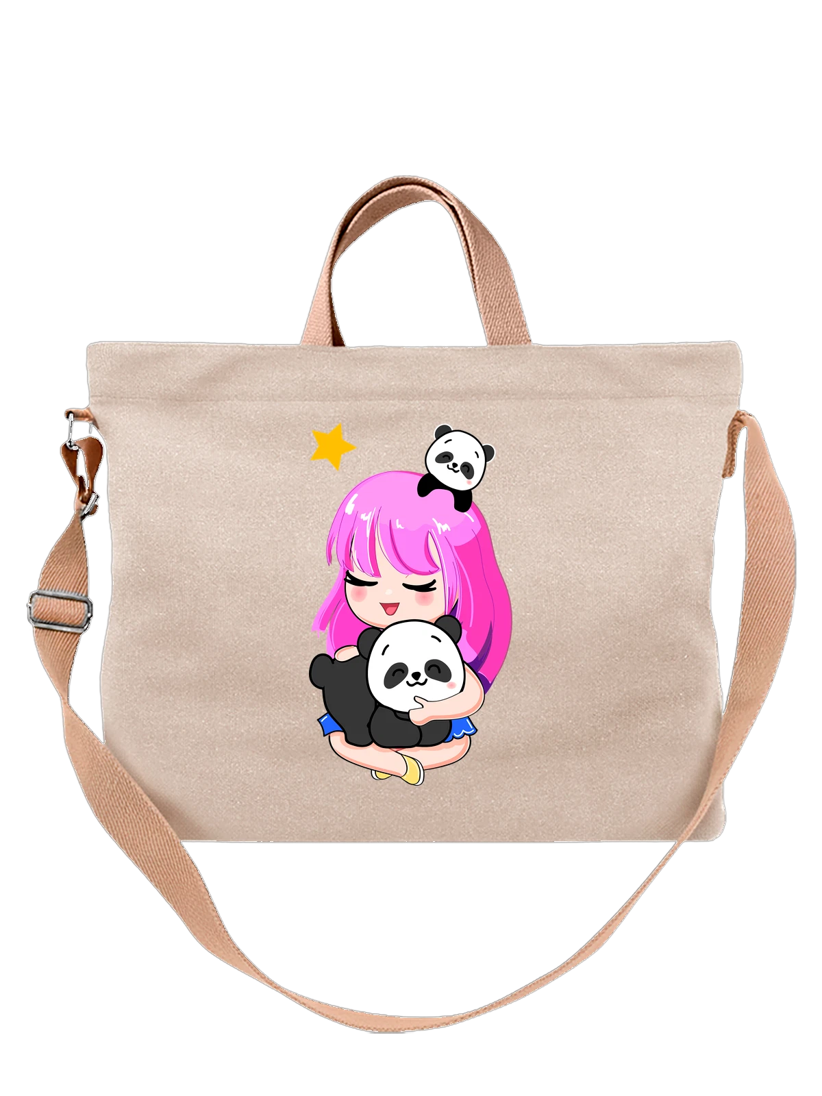 Сумка Девушка с пандой белая с принтом — Азия — Белая, фото 1