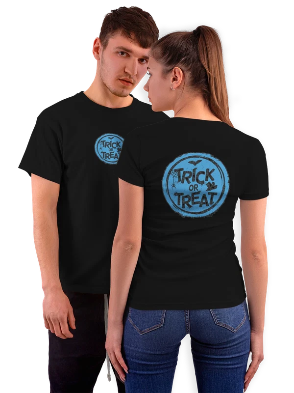 Футболка Хэллоуин надпись trick or treat — Чёрная, фото 1