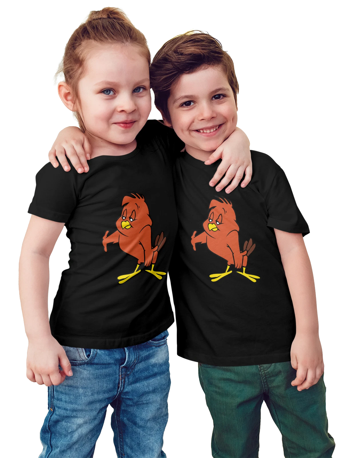 Футболка детская Хенери Хоук Луни Тюнз чёрная с принтом — забавный герой — Чёрная, фото 1