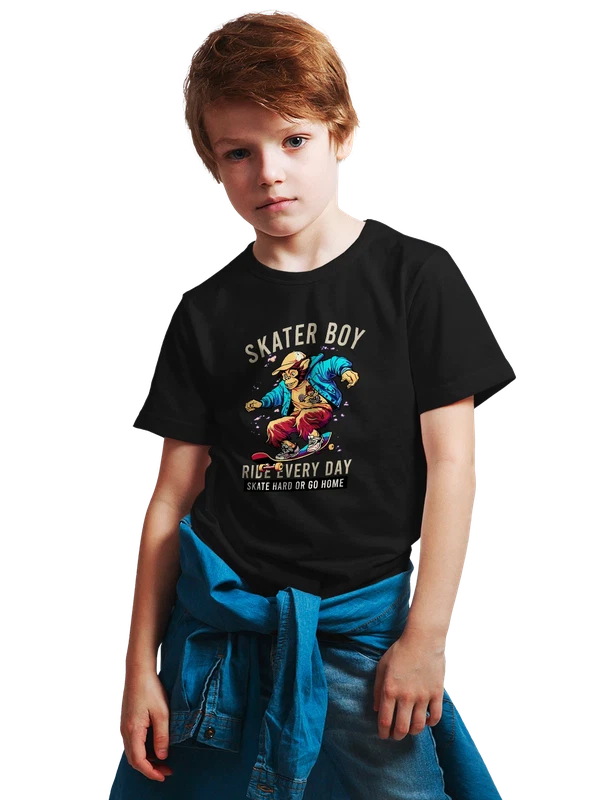 Футболка обезьяна на скейте skater boy — Чёрная, фото 1