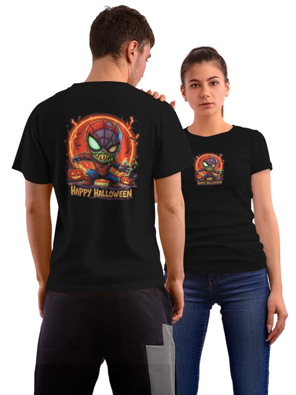 Футболка Человек-Паук Spider-Man Хэллоуин Marvel Зомби — Чёрная, фото 1