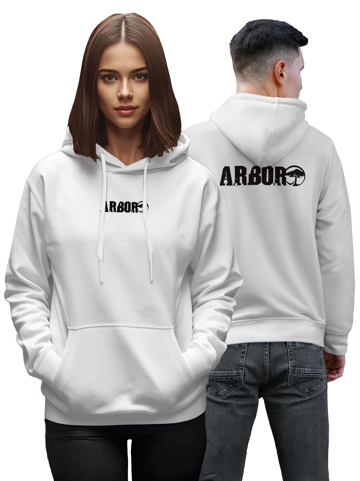 Худи Arbor белое с принтом — современная айдентика — Белая, фото 1