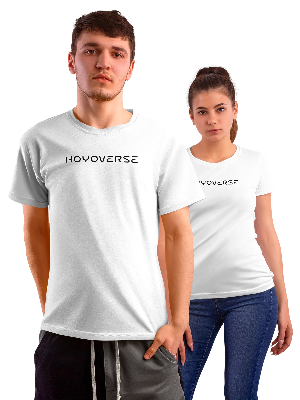 Футболка HoYoverse белая с принтом — цифровые вселенные — Белая, фото 1