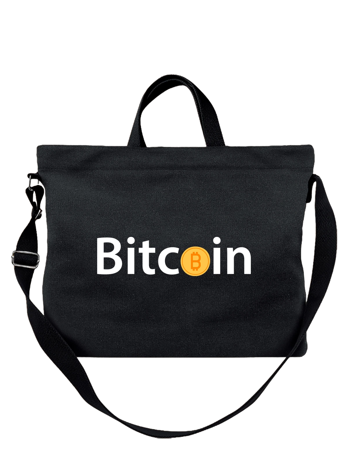 Сумка Биткоин bitcoin чёрная с принтом — подарок криптоэнтузиасту — Чёрная, фото 1