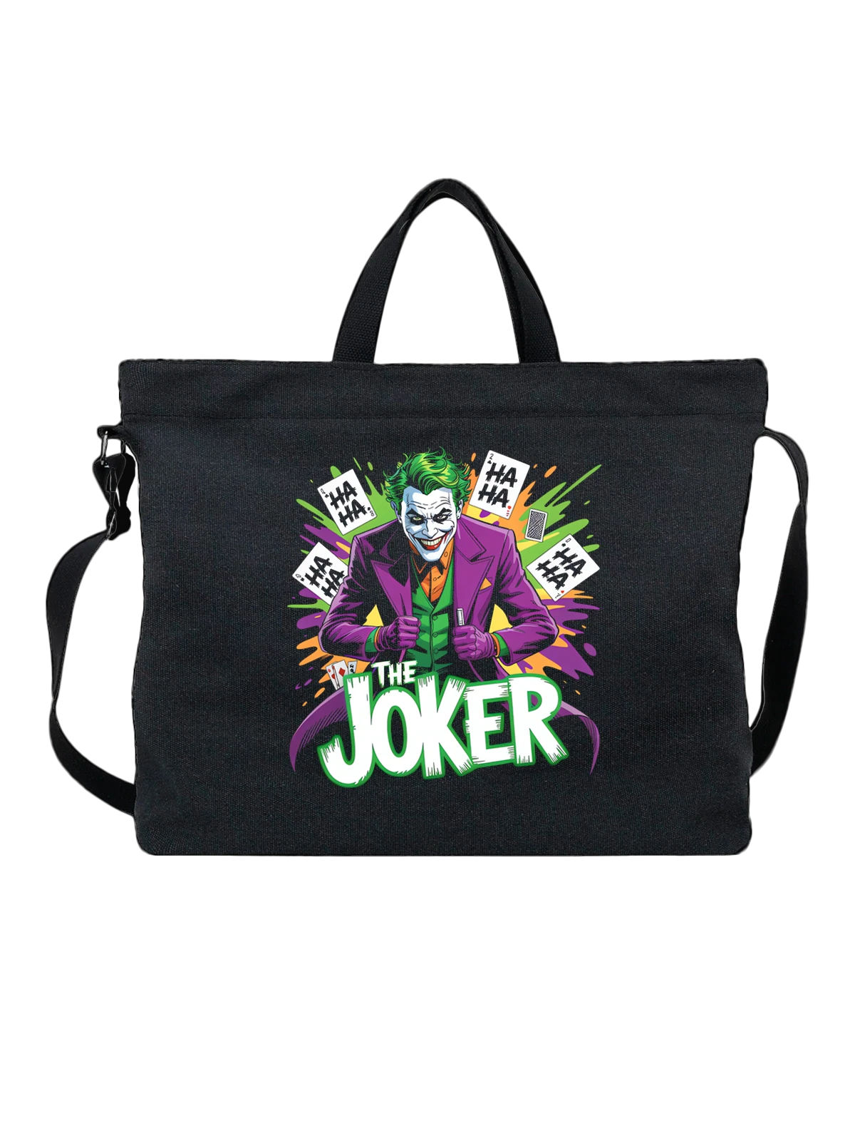 Сумка чёрная с принтом Джокер Joker комиксы злодей хаос — карты — Чёрная, фото 1