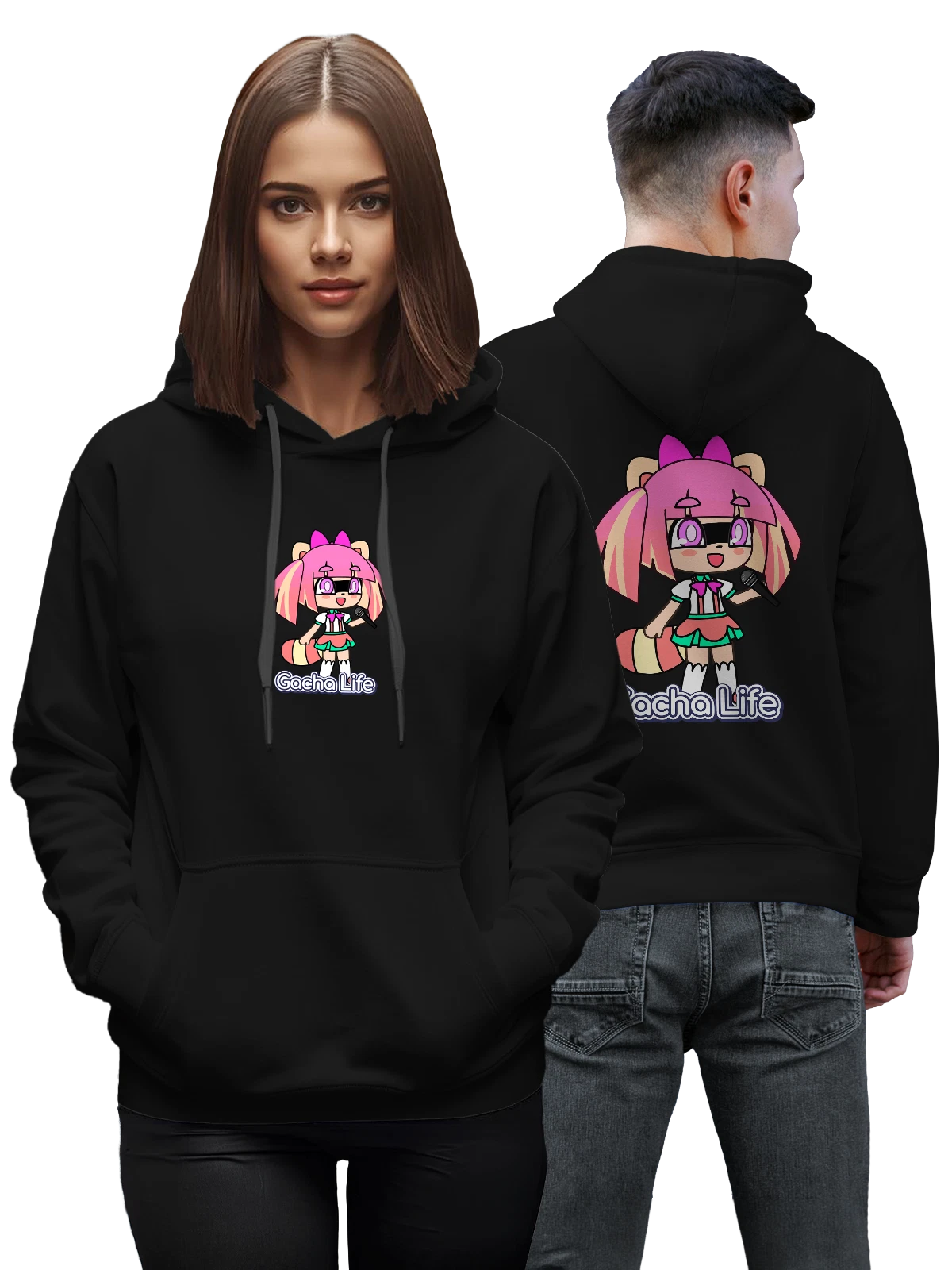 Худи Гача Лайф Gacha Life чёрное с принтом — футболка подростку — Чёрная, фото 1