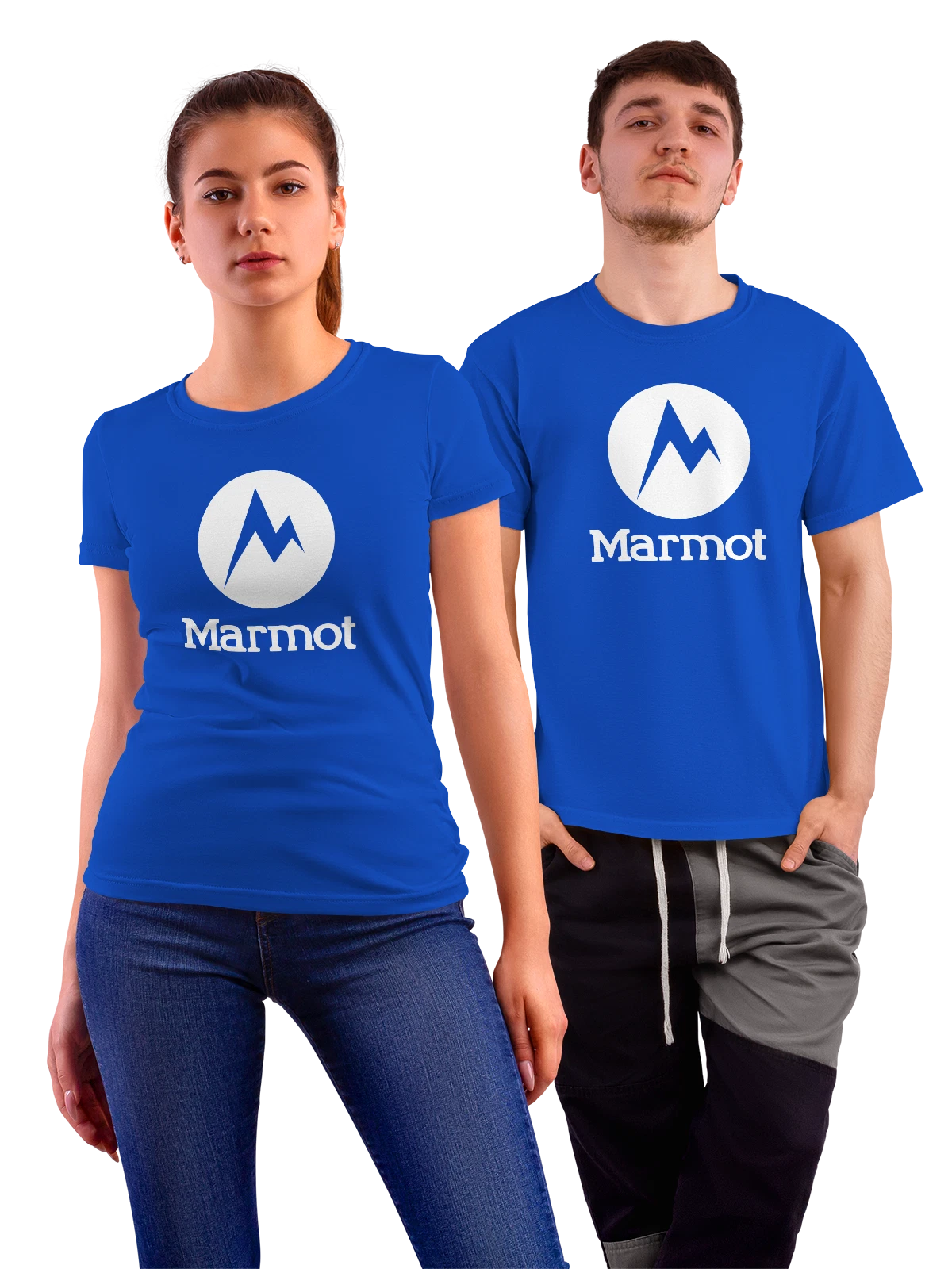 Футболка Marmot синяя с принтом — туристическая одежда — Синяя, фото 1