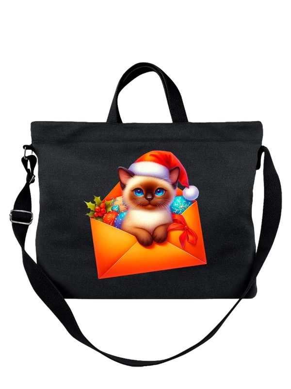 Сумка сиамский кот в конверте — Чёрная, фото 1