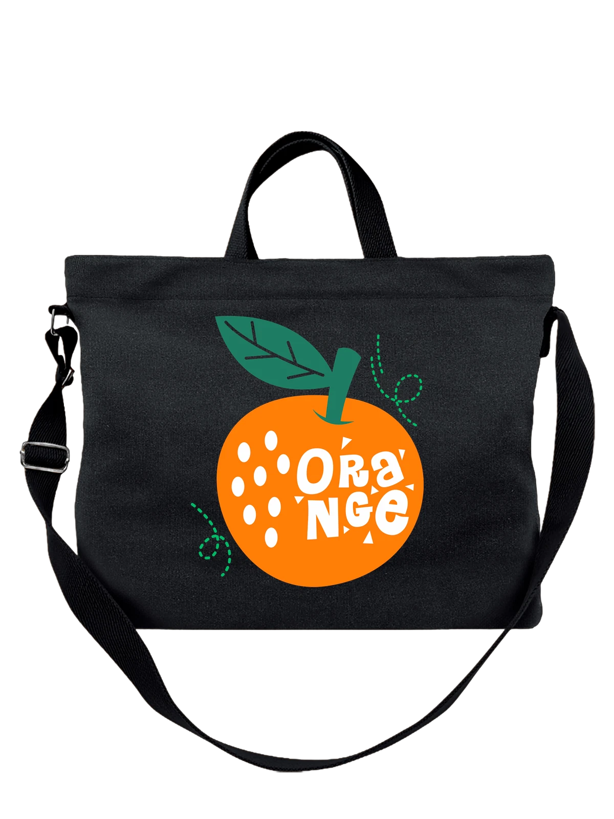 Сумка Апельсин orange чёрная с принтом — растительная пища — Чёрная, фото 1