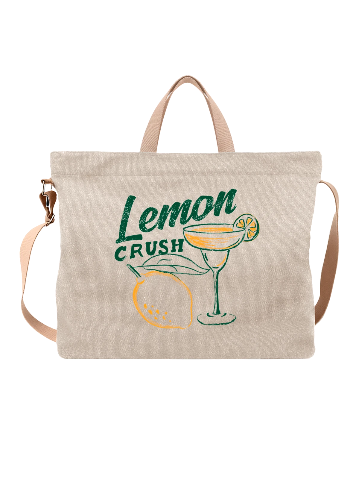Сумка Лимон с надписью lemon crush белая с принтом — растительная пища — Белая, фото 1