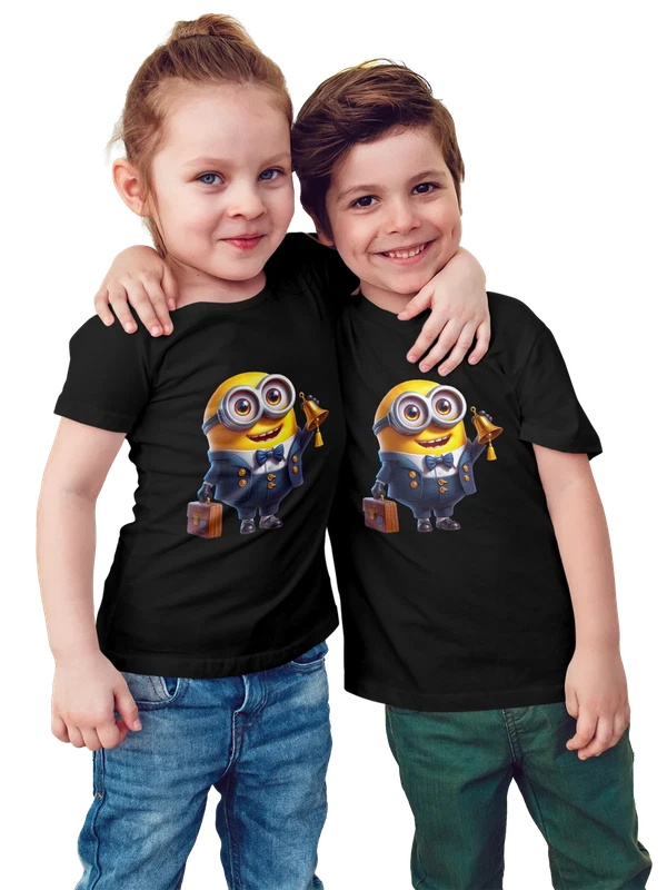 Футболка с Миньоном Minions школьником — Чёрная, фото 1