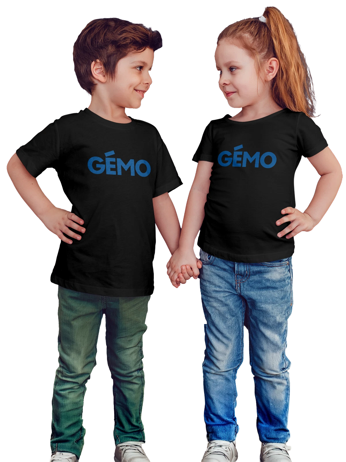 Футболка детская Gemo чёрная с принтом — современная айдентика — Чёрная, фото 1