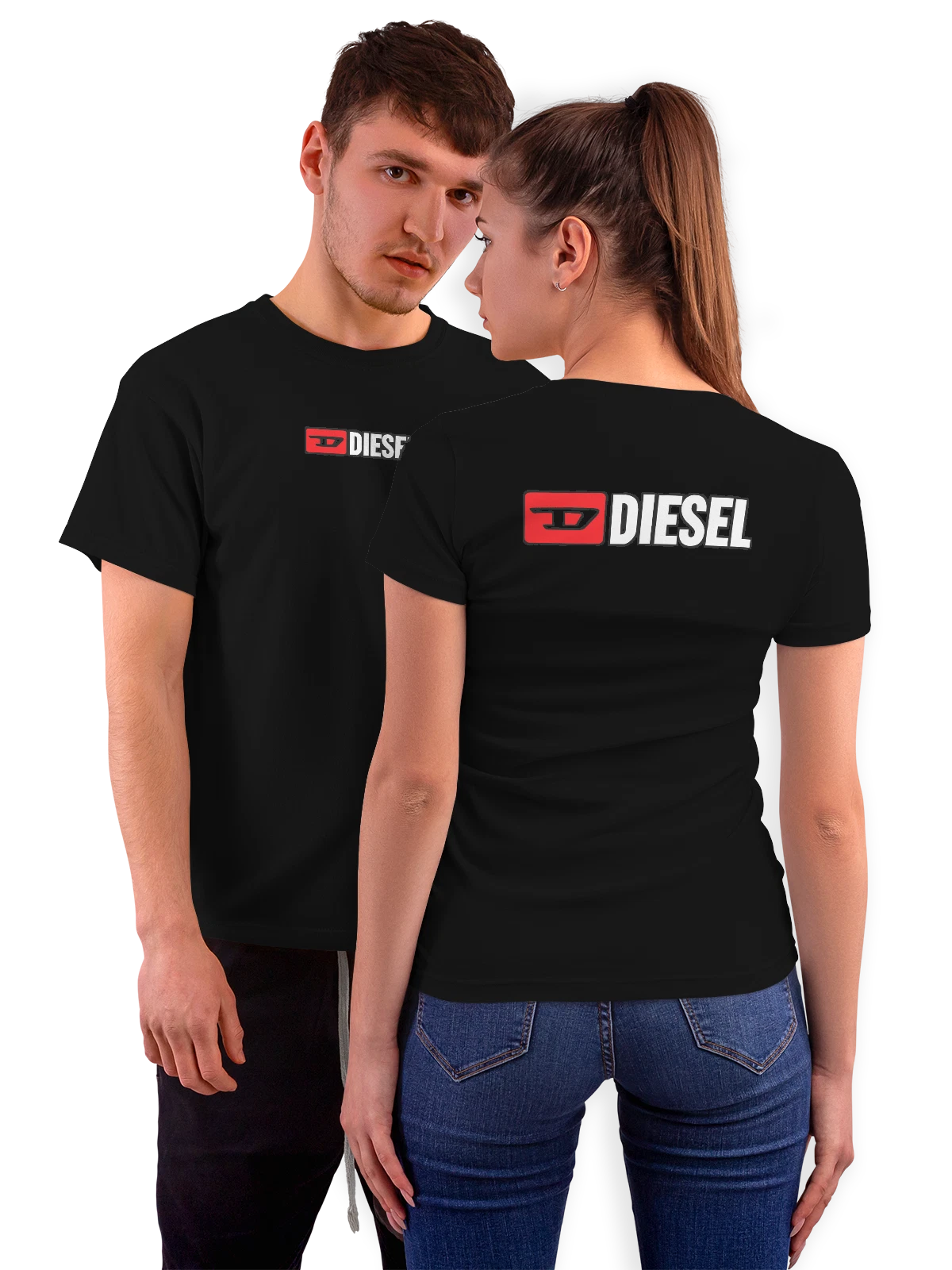 Футболка Diesel чёрная с принтом на спине — деним и streetwear — Чёрная, фото 1