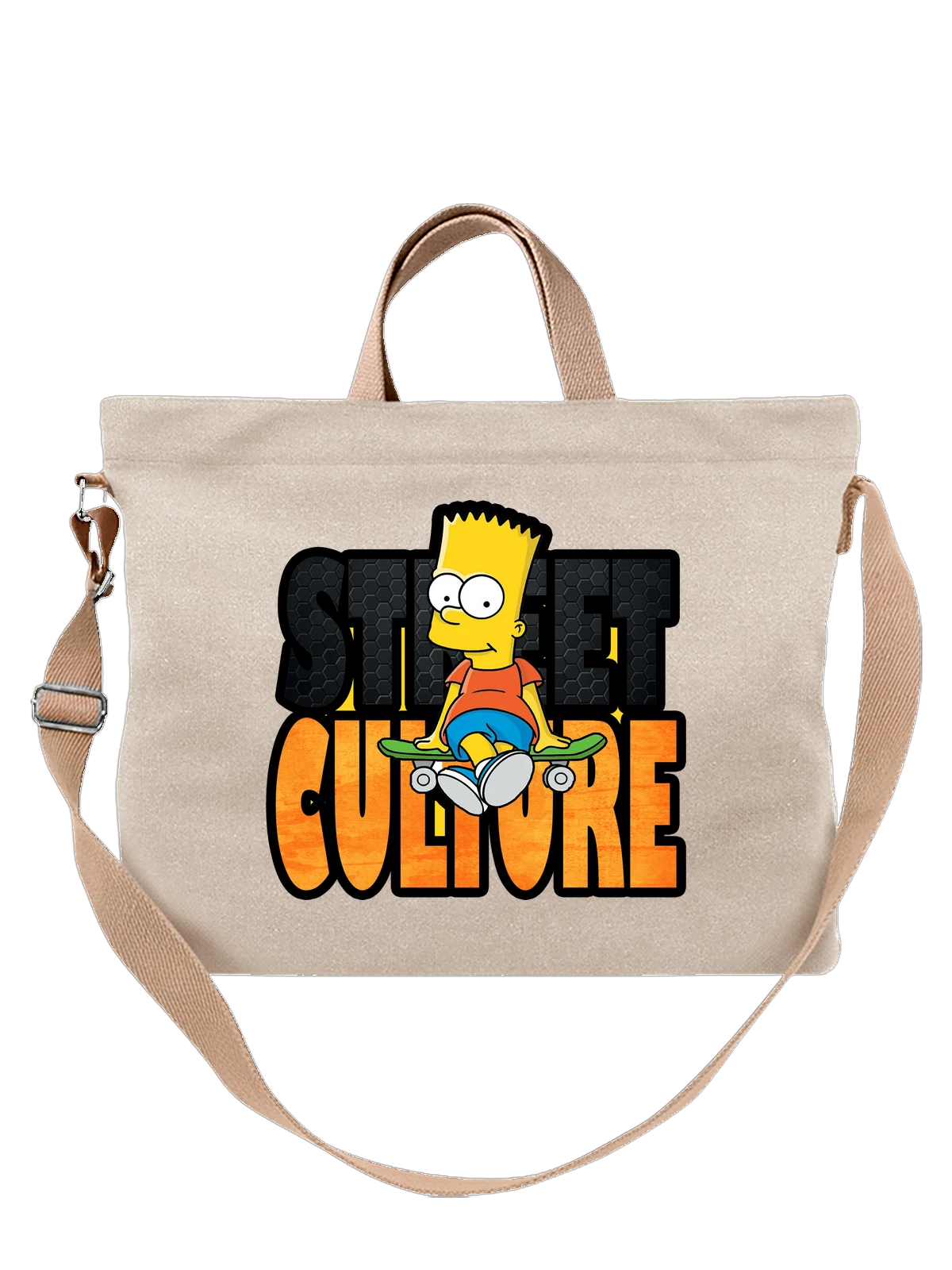 Сумка Барт Симпсон на скейтборде белая с принтом — Simp Culture — Белая, фото 1