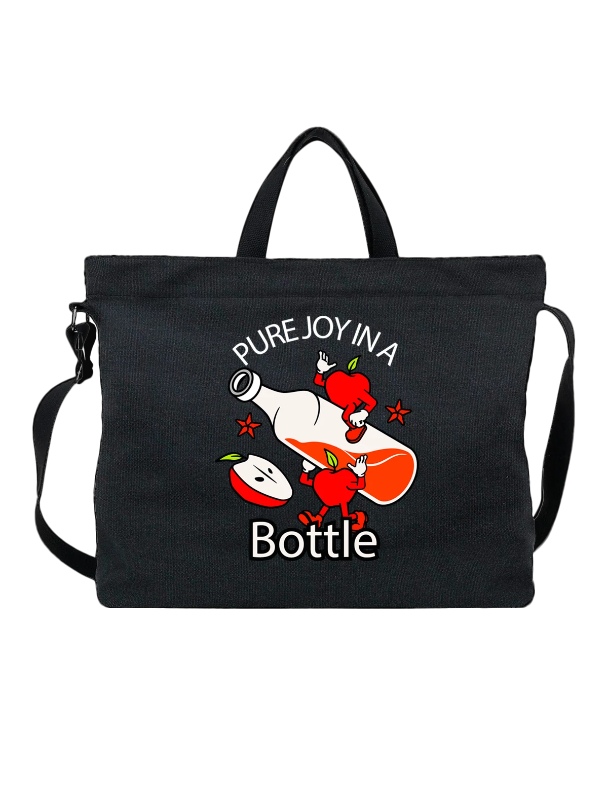 Сумка Яблоки pure joy in a bottle чёрная с принтом — растительная пища — Чёрная, фото 1