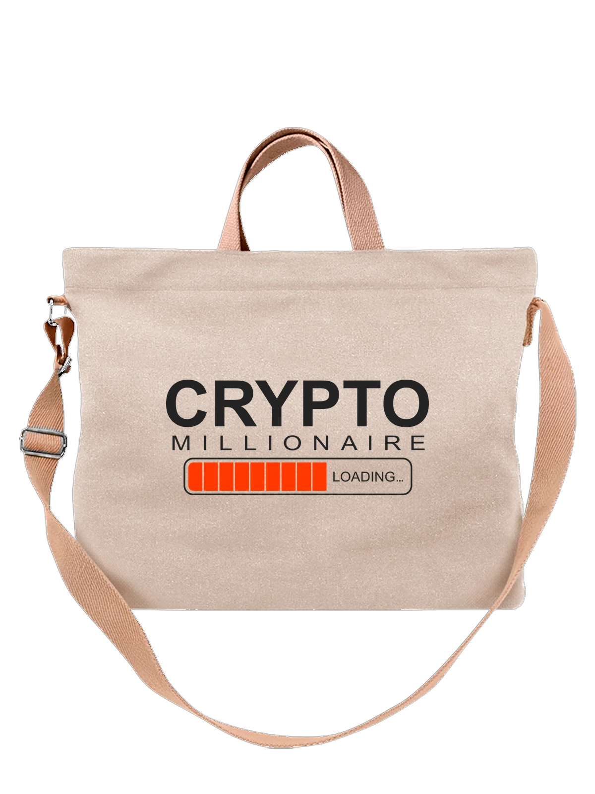 Сумка Биткоин crypto millionaire loading белая с принтом — подарок криптоэнтузиасту — Белая, фото 1
