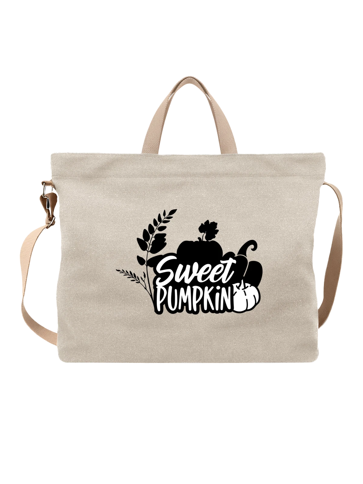Сумка бежевая с принтом Тыква Sweet Pumpkin с осенним декором — декоративная тыква — Бежевая, фото 1