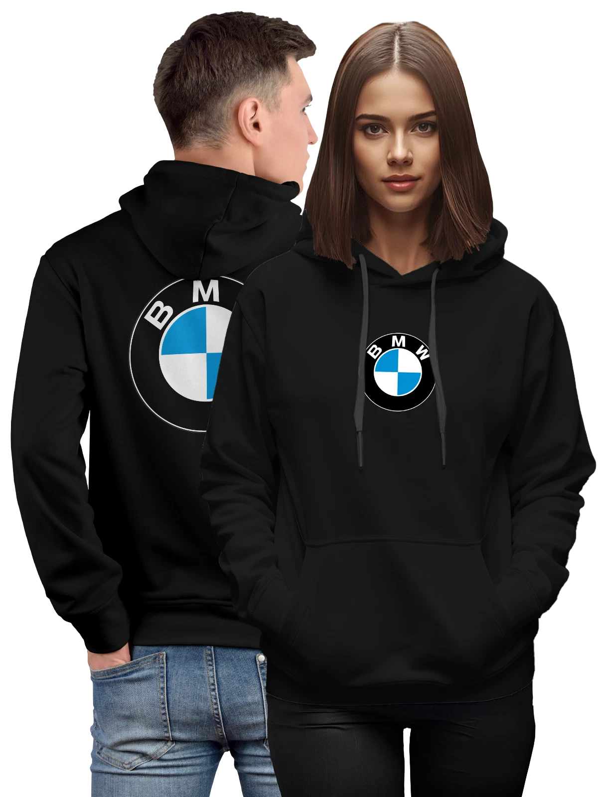 Худи BMW чёрное с принтом — классический значок — Чёрная, фото 1