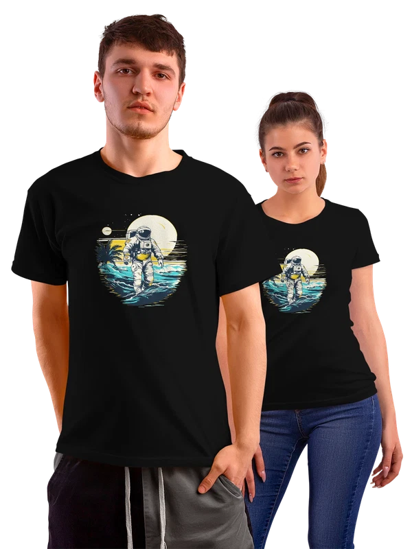 Футболка море космонавт — Чёрная, фото 1