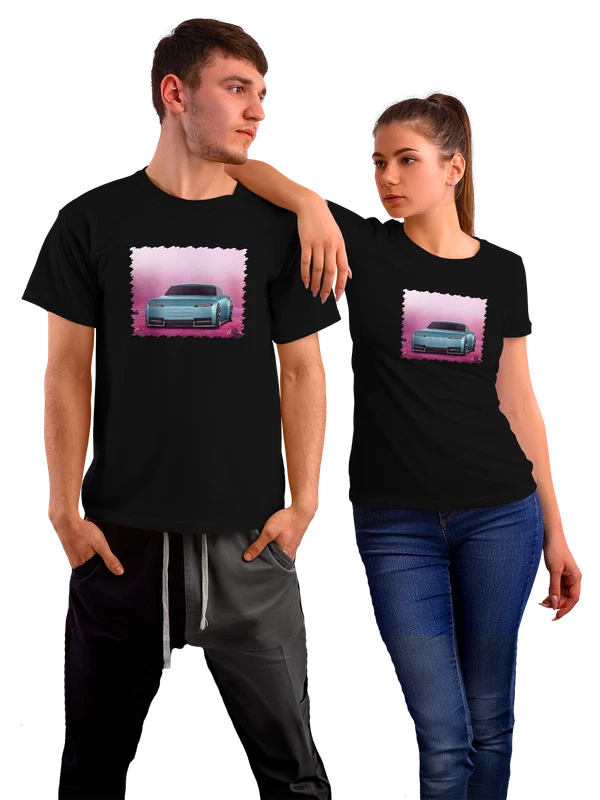 Футболка машина Jaguar Type 00 Pink aesthetic — Чёрная, фото 1