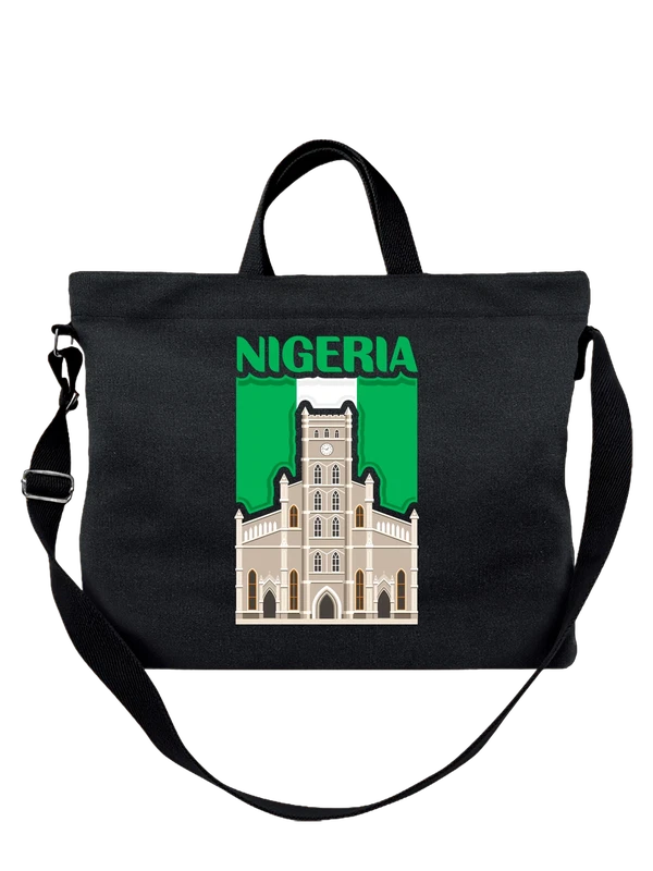 Сумка с флагом Нигерии Nigeria церковь — Чёрная, фото 1