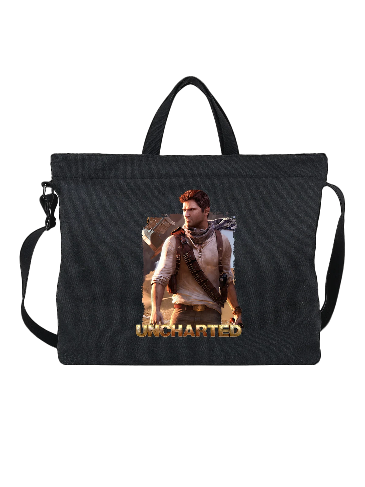 Сумка Uncharted чёрная с принтом — футболка подростку — Чёрная, фото 1