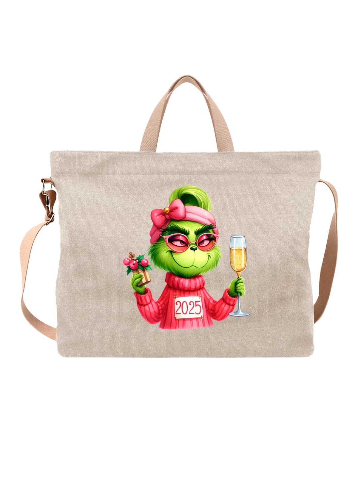 Сумка Гринч Grinch белая с принтом — зимняя сказка — Белая, фото 1